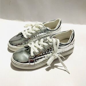 Cupid Tenis shoes Silver color night out disco comfy casual festive women’s 7